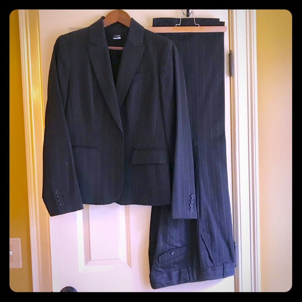 J.crew grey pinstripe suit set